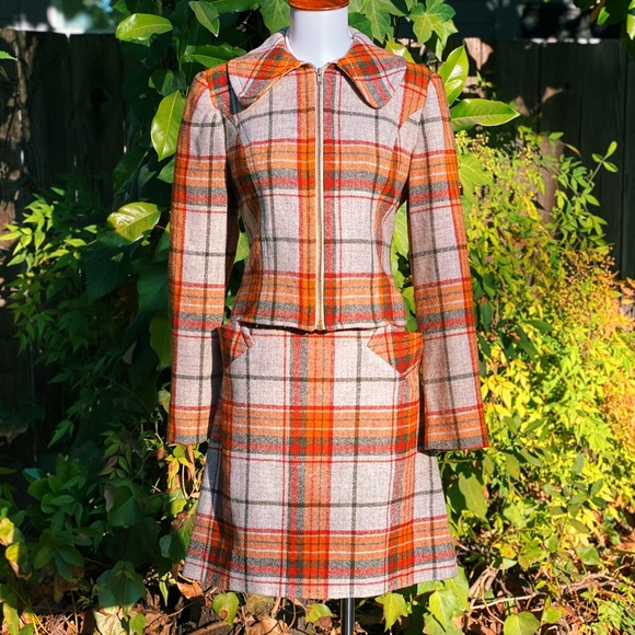 Vintage Dresses & Skirts - SOLD Intuitions Plaid Wool Skirt & Jacket Set